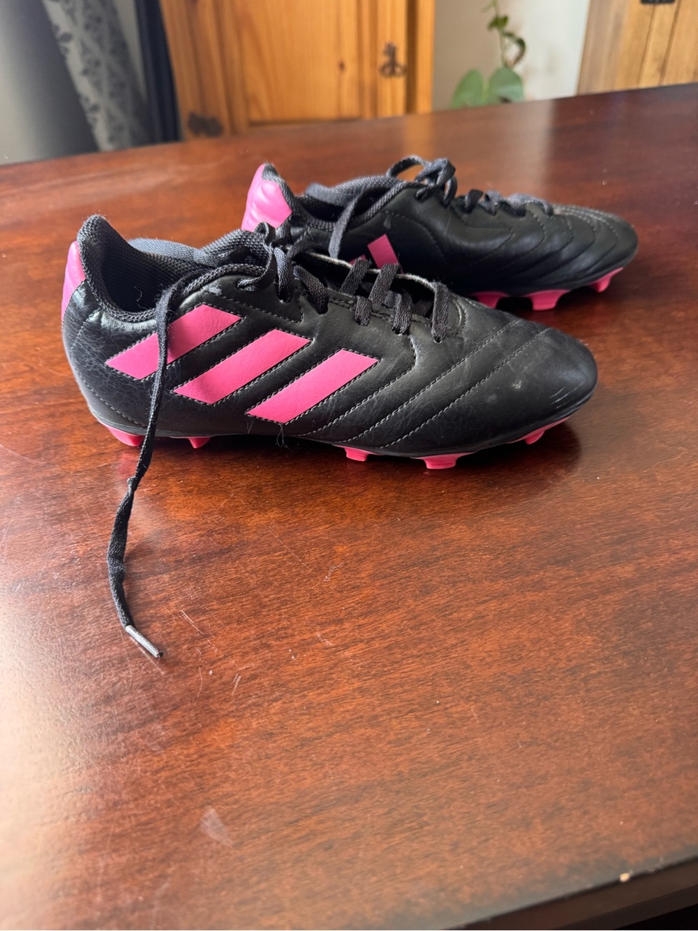 adidas Kids Black and Pink Soccer Cleats